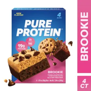Pure Protein Bar | Brookie Bar | 19g Protein | Gluten Free | 1.76 Ounce | 4 Ct | Single
