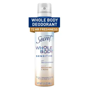 Secret Whole Body Deodorant Spray for Women | Almond Milk and Honey Scent | Aluminum Free Deodorant | 72 HR Odor Protection | 3.5oz