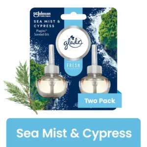Glade PlugIns Scented Oils Air Freshener Refills | Sea Mist and Cypress | Fresh Collection | 0.67 fl Ounce Each | 2 Refills | 2 Pack