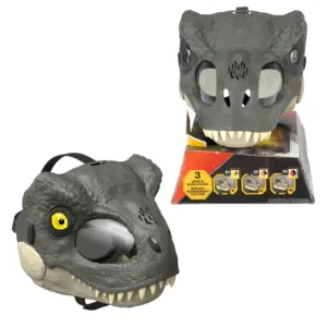Jurassic World Rebirth T-Rex Rage N Roar Mask with LED Light up Eyes Feature | 3 Level Effects