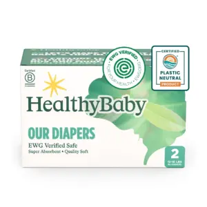 HealthyBaby Certified Safe Organic Cotton Enhanced Diapers 66ct Size 2 EWG (Premium Edition)