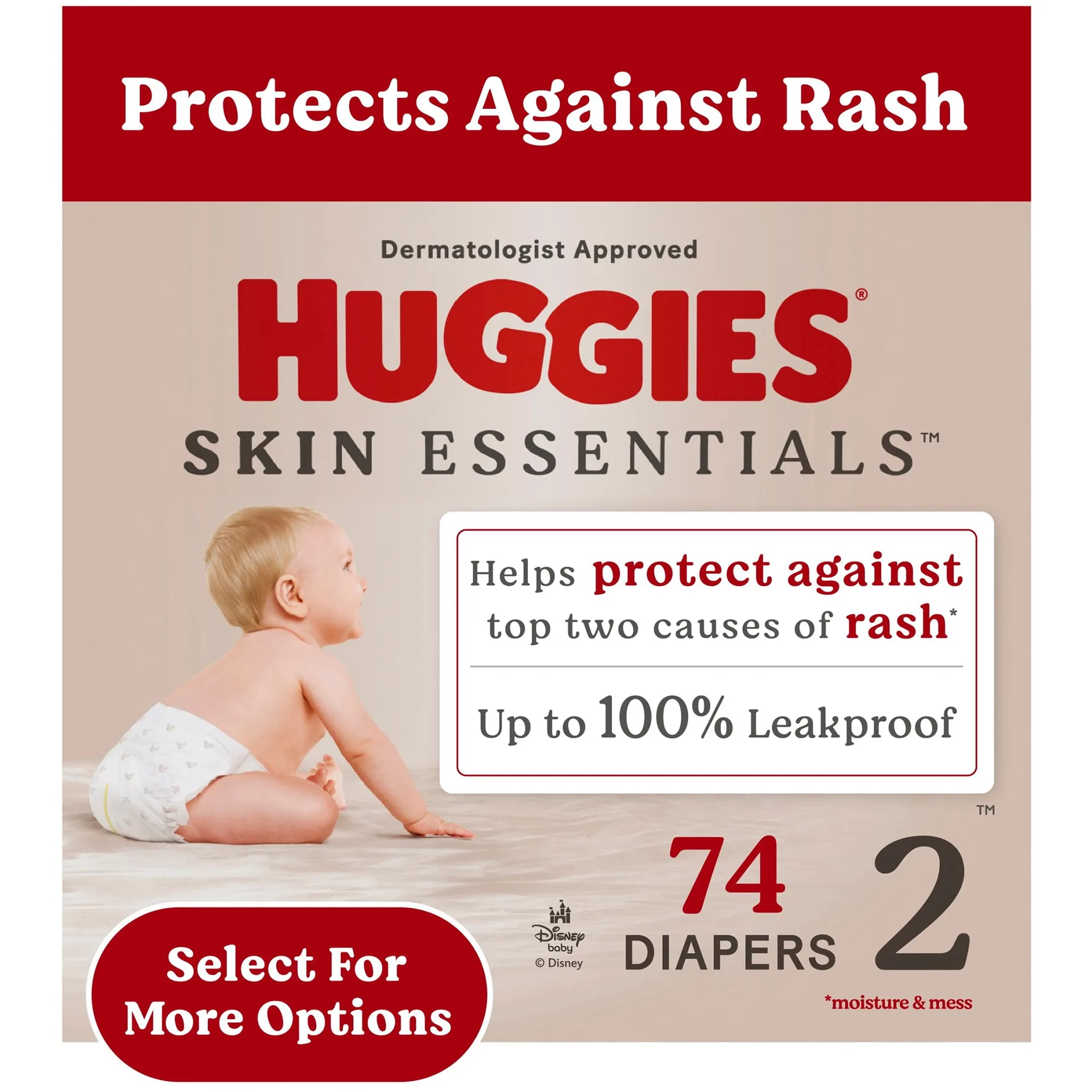 Huggies Skin Essentials Baby Diapers | Size 2 (12-18 lbs) | 74 Count (Select for More Options)
