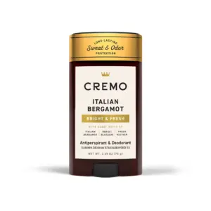 Cremo Men's Antiperspirant Deodorant Stick | Italian Bergamot | 2.65 Ounce