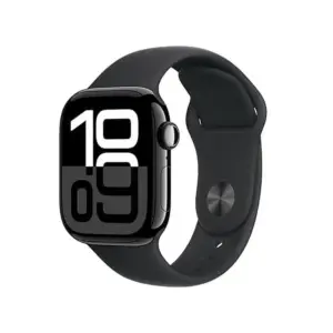 Restored Apple Watch Series 10 [GPS + Cellular 42mm case] Smartwatch with Jet Black Aluminium Case with Black Sport Band | M/L. Fitness Tracker | ECG App | Always-On Retina Display | Water Resistant