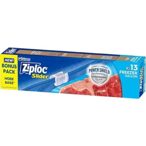 Ziploc Gallon Food Storage Freezer Slider Bags | Power Shield Technology for More Durability | 13 Bags Total( Pack of 2 )