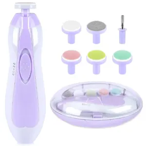 Baby Nail Trimmer Electric | Baby Nail Clippers Safe Baby Nail File Kit Manicure Set | Trim Polish Grooming Kit for Newborn Infant Toddler or Adults | Purple