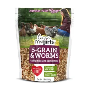 Amor Mis Ninas 5 Granos y Gusanos Snacks de Pollo Gourmet | Bolsa de 5 Libras | Bolsa de 1 | Single