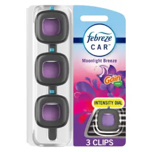 Febreze Car Air Freshener Odor-Fighting Car Vent Clip | Gain Moonlight Breeze | 3 Count