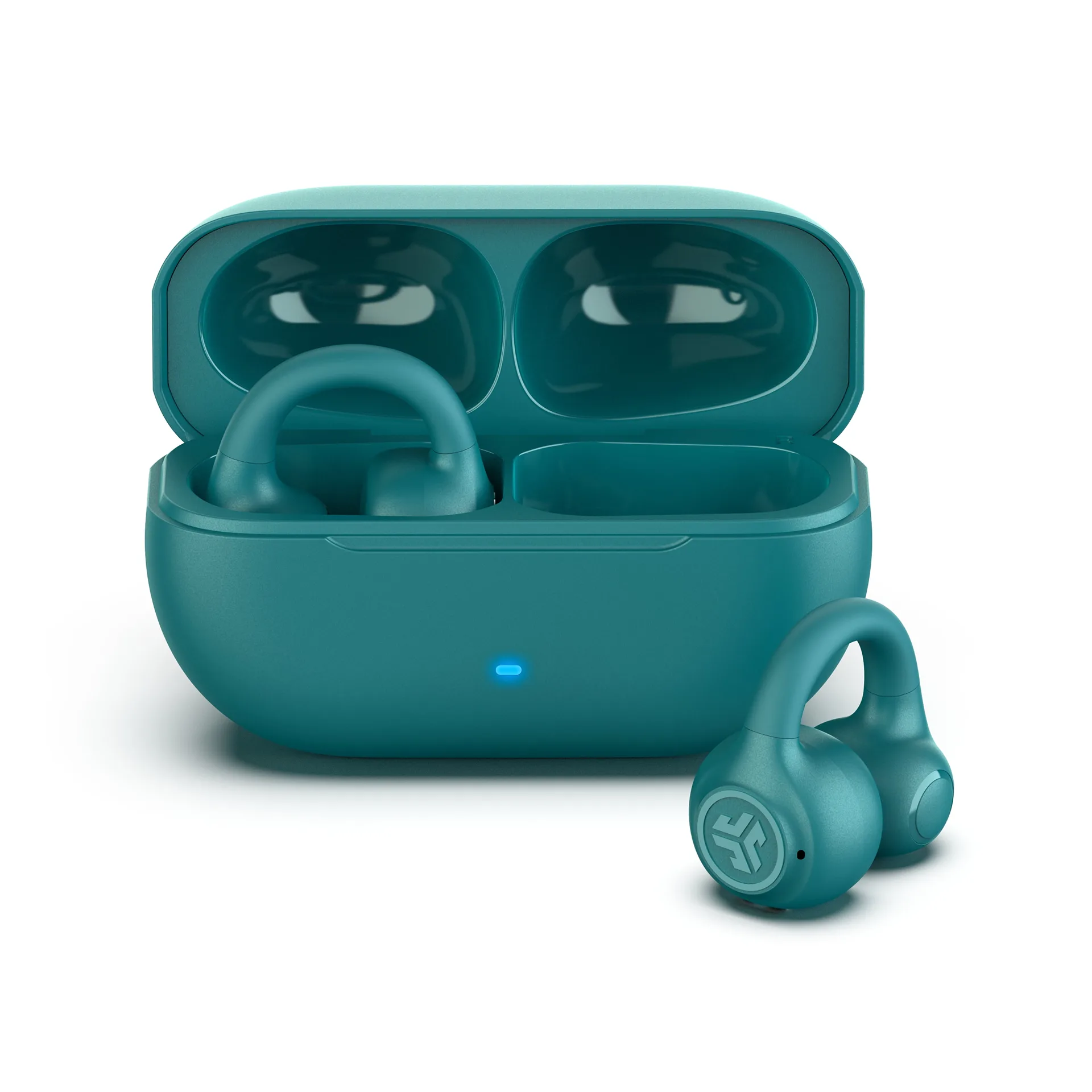 JLab Flex Open Earbuds | Teal | Open-Ear Clip Design | 21+ Hr Playtime | IPX4 | Multipoint | Clear Calls | Fast Pair