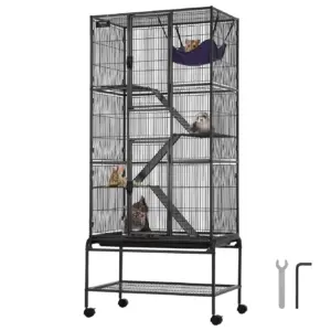 VEVOR 69 Rolling Metal Ferret Cage | Large 4-Tier Critter Nation Cage | Small Animal Cage with Ramps and Tray | Easy to Set up for Pet Rats | Hamster | Guinea Pig | Chinchilla | Squirrel | Hedgehogs | Bunny