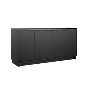 PREPAC RTA STORAGE and FURNITURE Prepac Simply Adjustable Shelves Modern 4 Door Console Table | Black