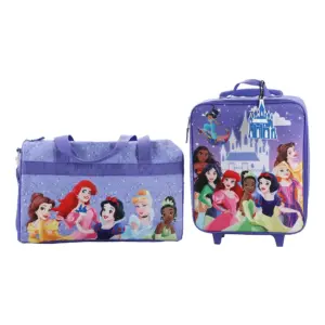 Disney Princess Castle and Princesses 3-Piece Youth Duffle Bag Travel Set With Pilot Case and Luggage Tag