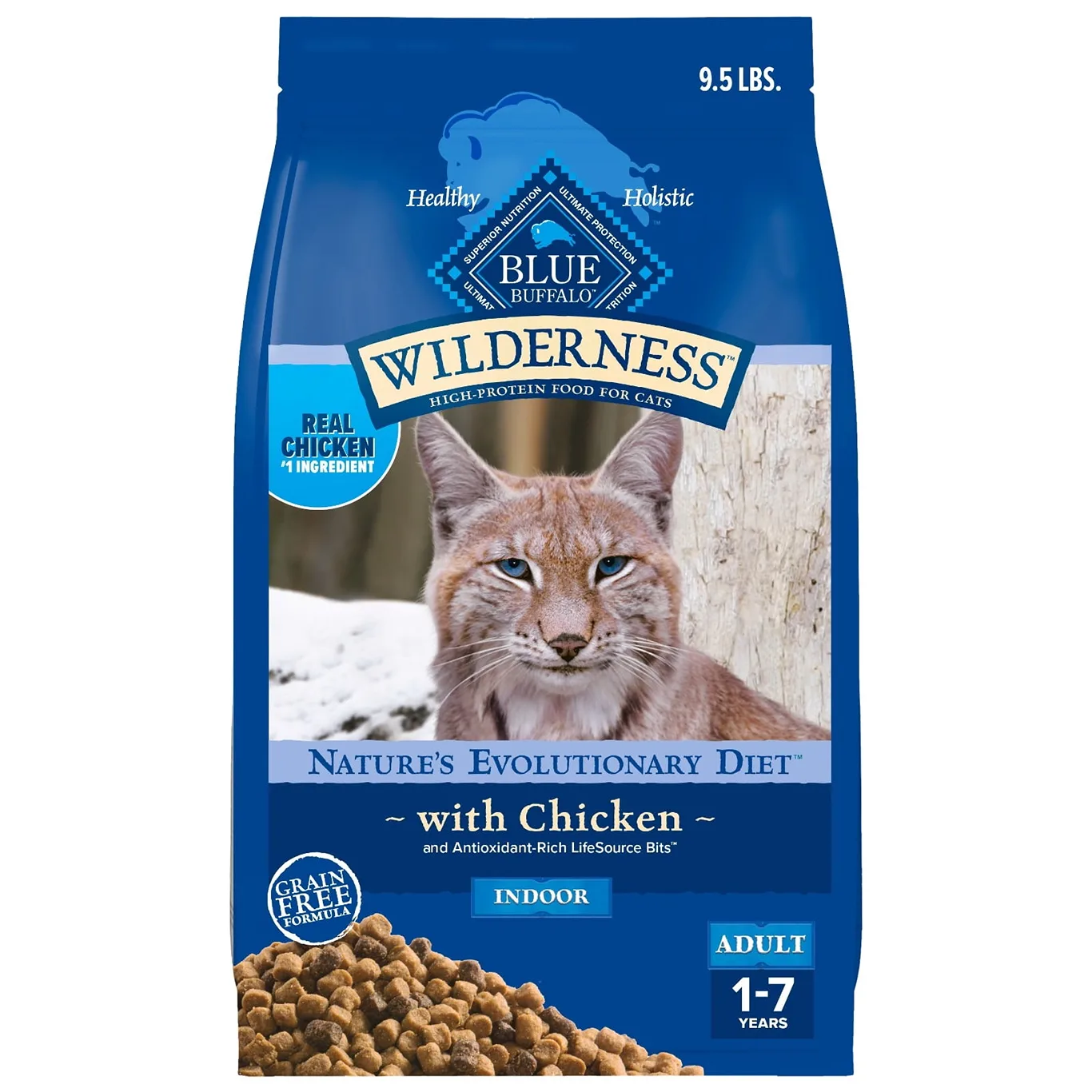 Blue Buffalo Wilderness Natural High-Protein | Grain-Free Dry Cat Food | Chicken | 9.5-lb. Bag | 1 | 9.5 lbs