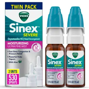 Vicks Sinex Severe Moisturizing Nasal Spray | Nasal Decongestant for Sinus Relief | 0.5 Fl Ounce | 2