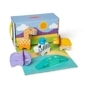 Melissa and Doug Blockables Safari Snap And Play | Mix And Match Connectable Wooden Building Blocks Play Set Toy for Preschool Boys And Girls (34 Pieces) | FSC Certified
