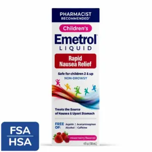 Emetrol Kids Nausea & Upset Stomach Relief | Liquid | Mixed Berry | 4 Ounce | 1