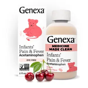 Genexa Infants Clean Pain and Fever Acetaminophen | Dye Free | Organic Cherry | 2 fl Ounce