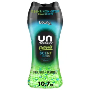 Downy Unstopables Fusions Inch-Wash Laundry Scent Booster Beads | Twilight & Jasmine Scent | 10.7 Ounce | 2-Inch-1 All Day Freshness