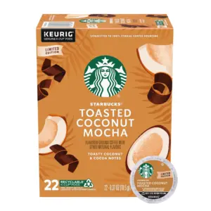 Starbucks Toasted Coconut Mocha Flavored K-Cup Coffee Pods | 100% Arabica | 22 ct | Single | 1 | Toasted Coconut Mocha