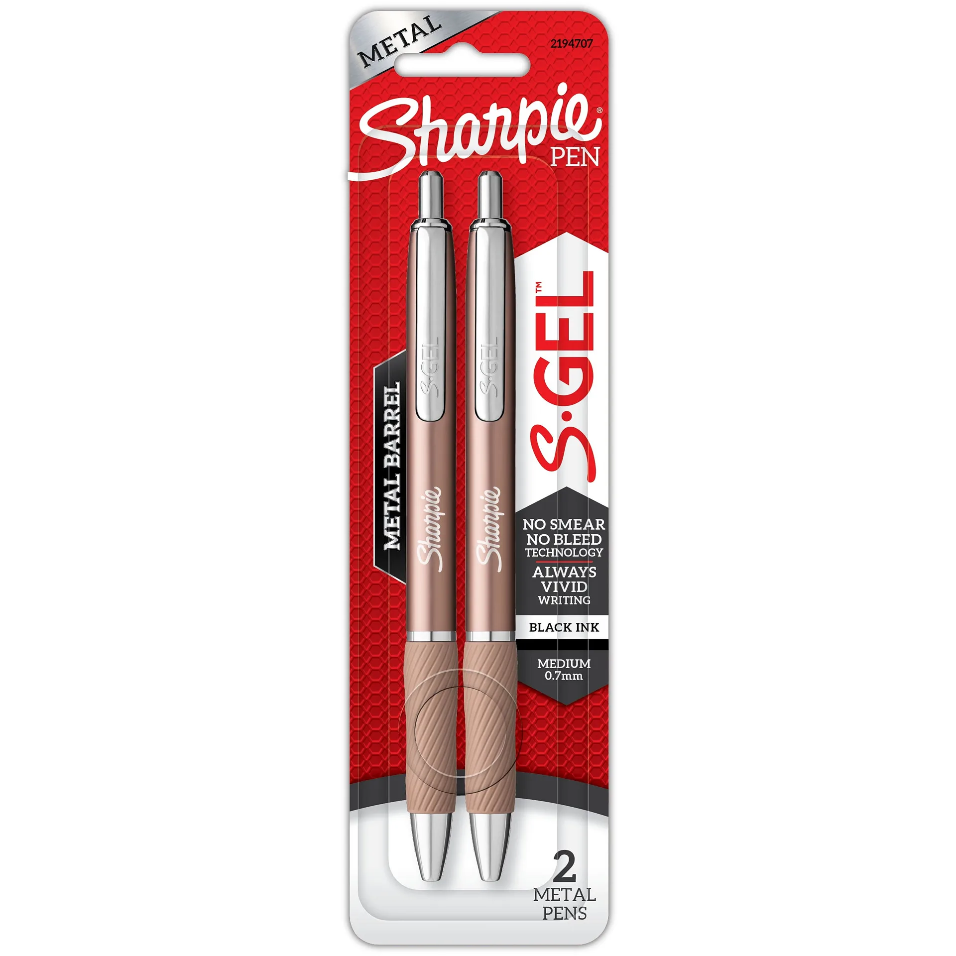 Sharpie S-Gel Pen | Metal Barrel | Medium Point (0.7mm) | 2-Pack