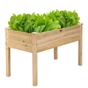 Costway Wooden Raised Vegetable Garden Bed Elevated Grow Vegetable Planter Natural | Multicolor | Standard
