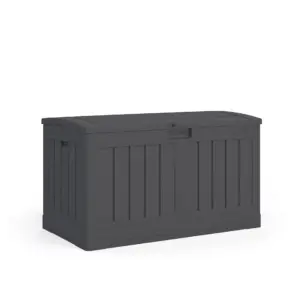 Suncast 50 Gallon Medium Resin Outdoor Storage Deck Box w/ Lid | Peppercorn