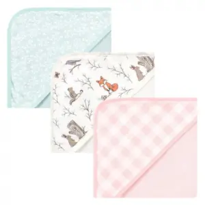 Hudson Baby Infant Girl Cotton Rich Hooded Towels | Enchanted Forest | One Size