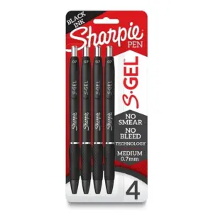 Sharpie S-Gel | Gel Pens | Medium Point (0.7mm) | Black Ink Gel Pen | 4 Count