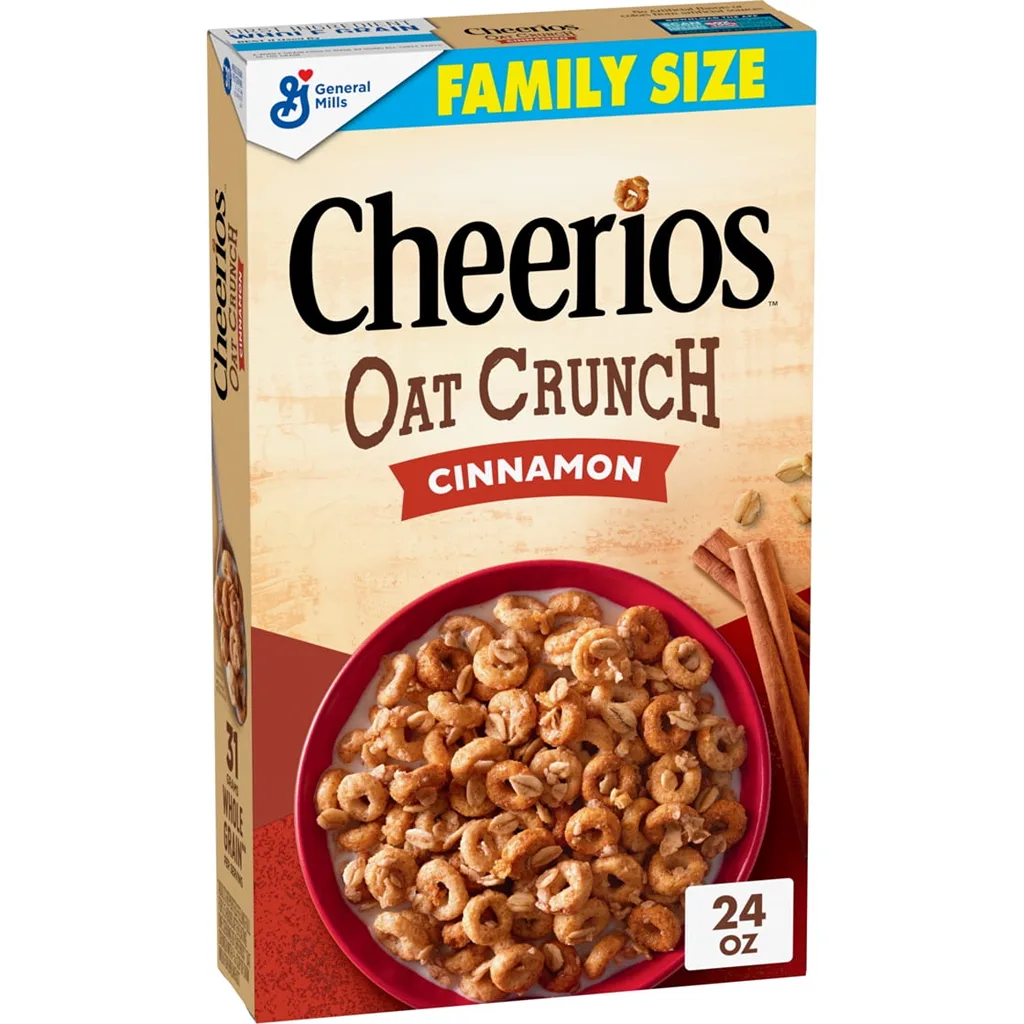 Cheerios Oat Crunch Cinnamon Breakfast Cereal | Made with Whole Grain | Family Size | 24 Ounce