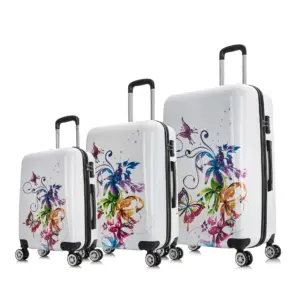 InUSA Print 3-Piece Hardside Luggage Sets with Spinner Wheels | Handle | Trolley | (20/24/28) | Fusion