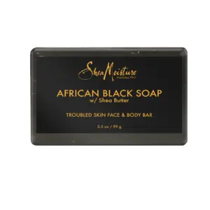 SheaMoisture Face & Body Bar for Oily | Blemish-Prone Skin African Black Soap Paraben Free 3.5 Ounce 4 Count | facial cleanser