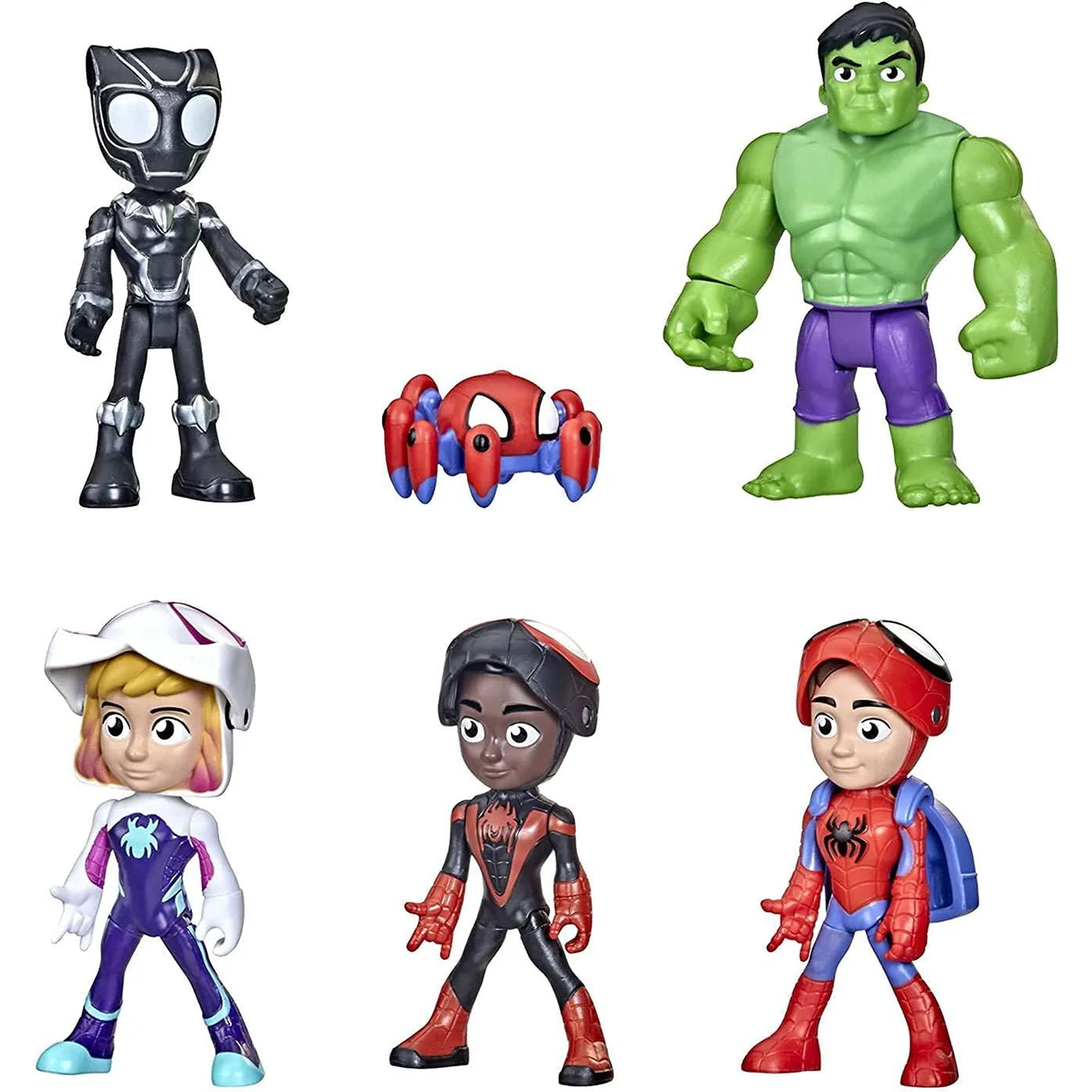 Marvel Hero Reveal Black Panther | Hulk | Ghost-Spider | Miles Morales and Spider-Man Action Figure 5-Pack