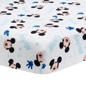 Lambs and Ivy Disney Baby Forever Mickey Mouse White Fitted Crib Sheet