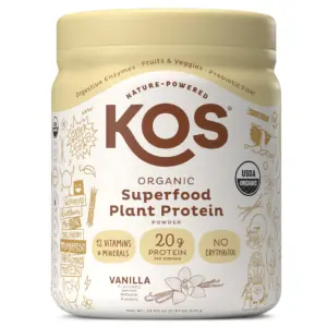 KOS Organic Plant Based Protein Powder | Vanilla | 20g Protein | 10 Servings | 13.05oz | 0.81lb
