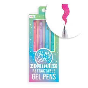 OOLY Oh My Glitter! Gel Pen Set of 4 Retractable Glitter Pens for Coloring | 4 Glitter Gel Pens