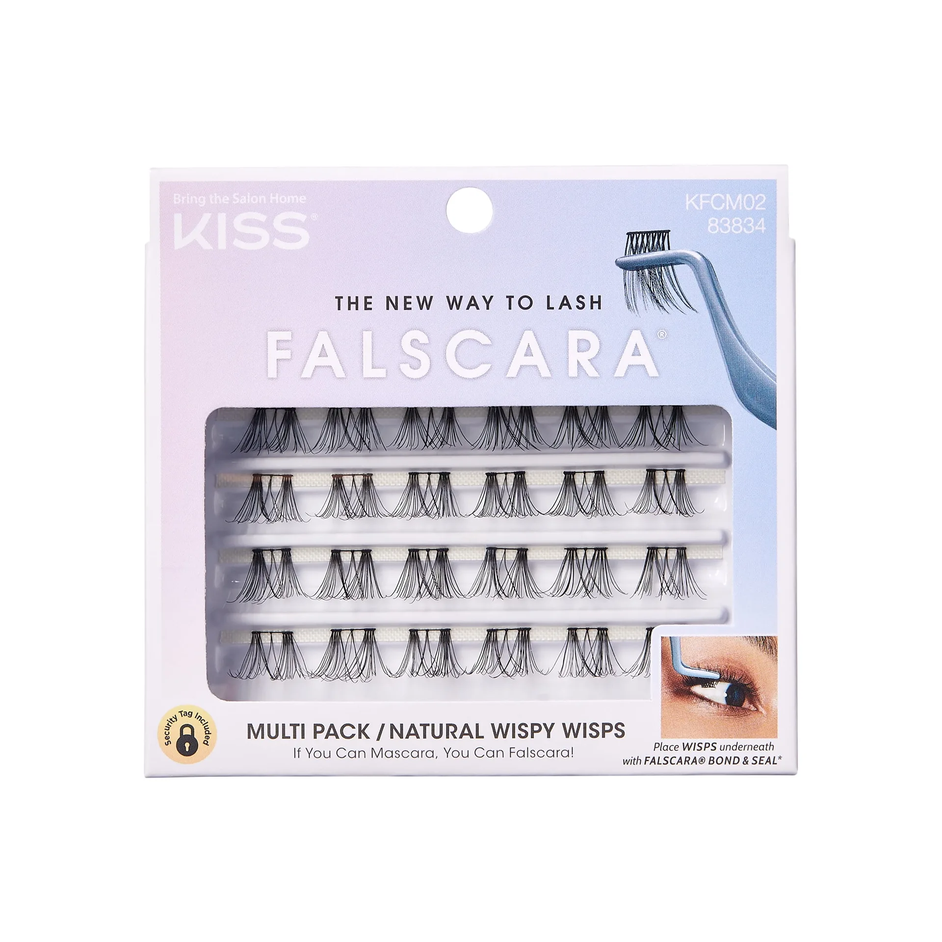 KISS FALSCARA Lash Extension Kit | Natural Wispy | Black | 24 Lash Clusters