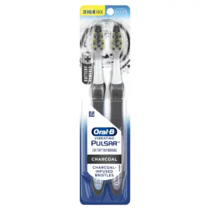 Oral-B Vibrating Pulsar Battery Toothbrush Pack | Soft Charcoal Bristles | 2 Count | Adults and Children 3+ | 1