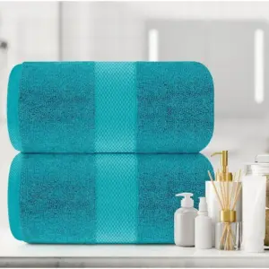 White Classic Luxury Bath Sheet Towels Extra Large 35x70 Inch | 2 Pack | Aqua