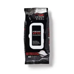 Venom Steel Workshop Wipes with Scrubbing Beads | for Grease | Light Citrus Scent | 8 x 12 | 60 Wipes | 1