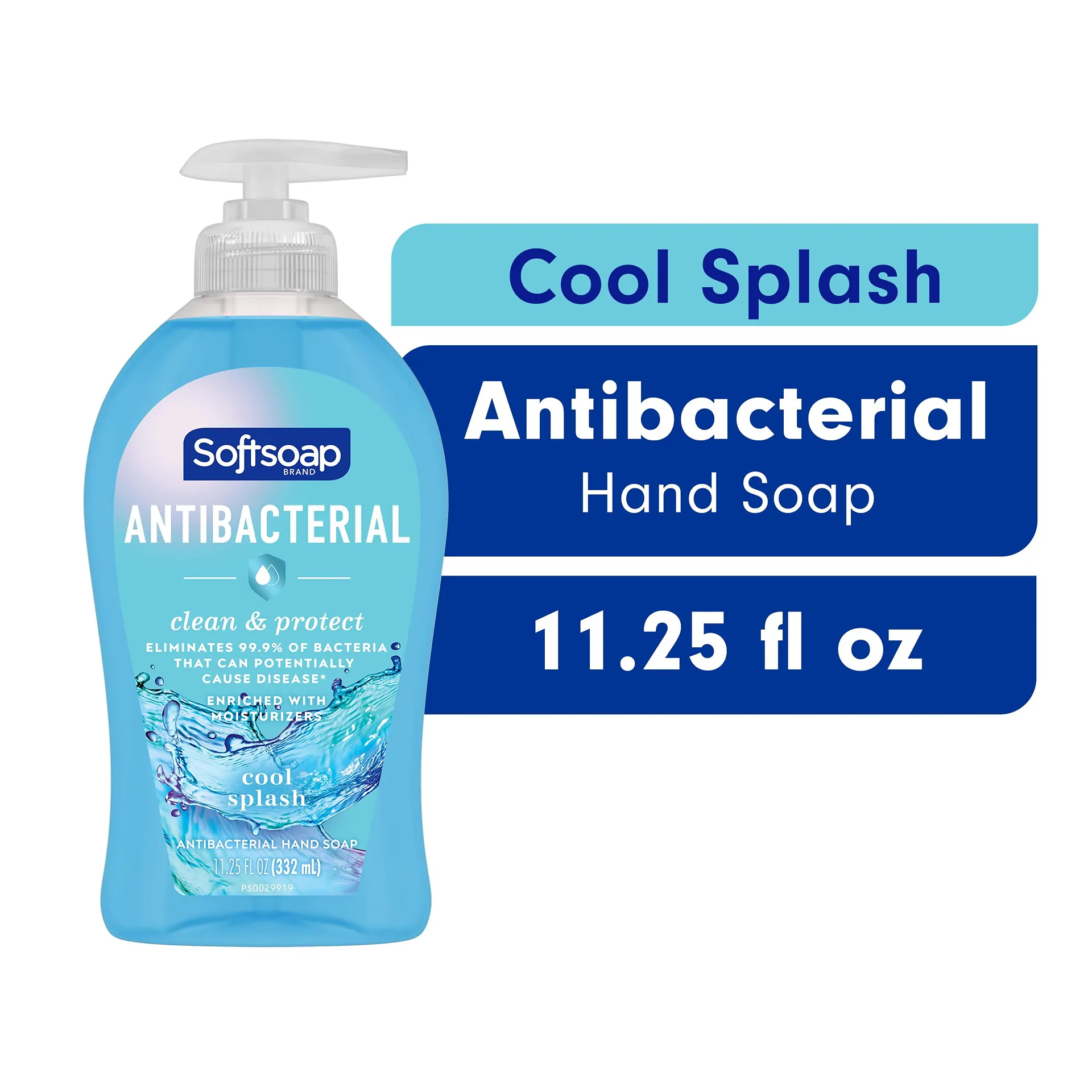 Softsoap Clean and Protect Antibacterial Liquid Hand Soap | Cool Splash | 11.25 Fluid Ounce Bottle