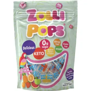 ZOLLIPOPS The Clean Teeth Pops | Allergen Free Tropical Fruit Lollipops | 5.2 Ounce Resealable Pouch