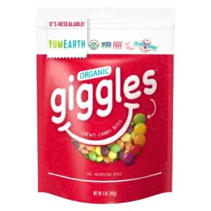 YumEarth Organic Giggles | Assorted Flavor Chewy Candy | Gluten Free | Shelf-Stable | 5 Ounce Bag