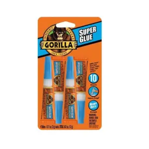 Gorilla Glue 1026256 0.11 Ounce Super Glue with Brush and Nozzle Applicator | Pack of 4