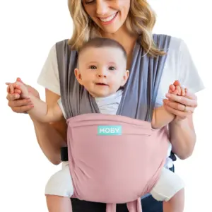 MOBY Wrap Easy Wrap Carrier Breathable Cotton Baby Wrap Hands-Free Convenience Newborns Dusty Rose