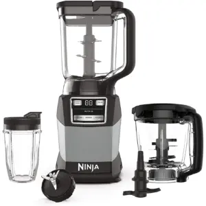 Blender | Compact Kitchen System | 1200W | 3 Functions for Smoothies | Dough and Frozen Drinks with Auto-IQ | 72-Ounce.* Blender Pitcher | 40-Ounce. Processor Bowl and 18-Ounce. Single-Serve Cup | Grey