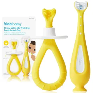 Frida Baby Grow with Me Baby Training Toothbrush Set | Infant to Kids Toothbrush | 2 Piece