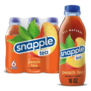 Snapple Natural Peach | Bottled Tea Drink | 16 fl Ounce | 6 Bottles