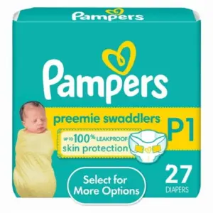 ( 1 pack ) Pampers Baby Diapers | Swaddlers | Size P1 | 27 Count | Ultra Absorbent Disposable Preemie Diaper C3