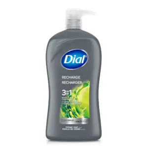 Dial Ultimate Clean 3-Inch-1 Men's Body Wash for Body | Hair and Face | Amber Wood Scent | 32 Ounce