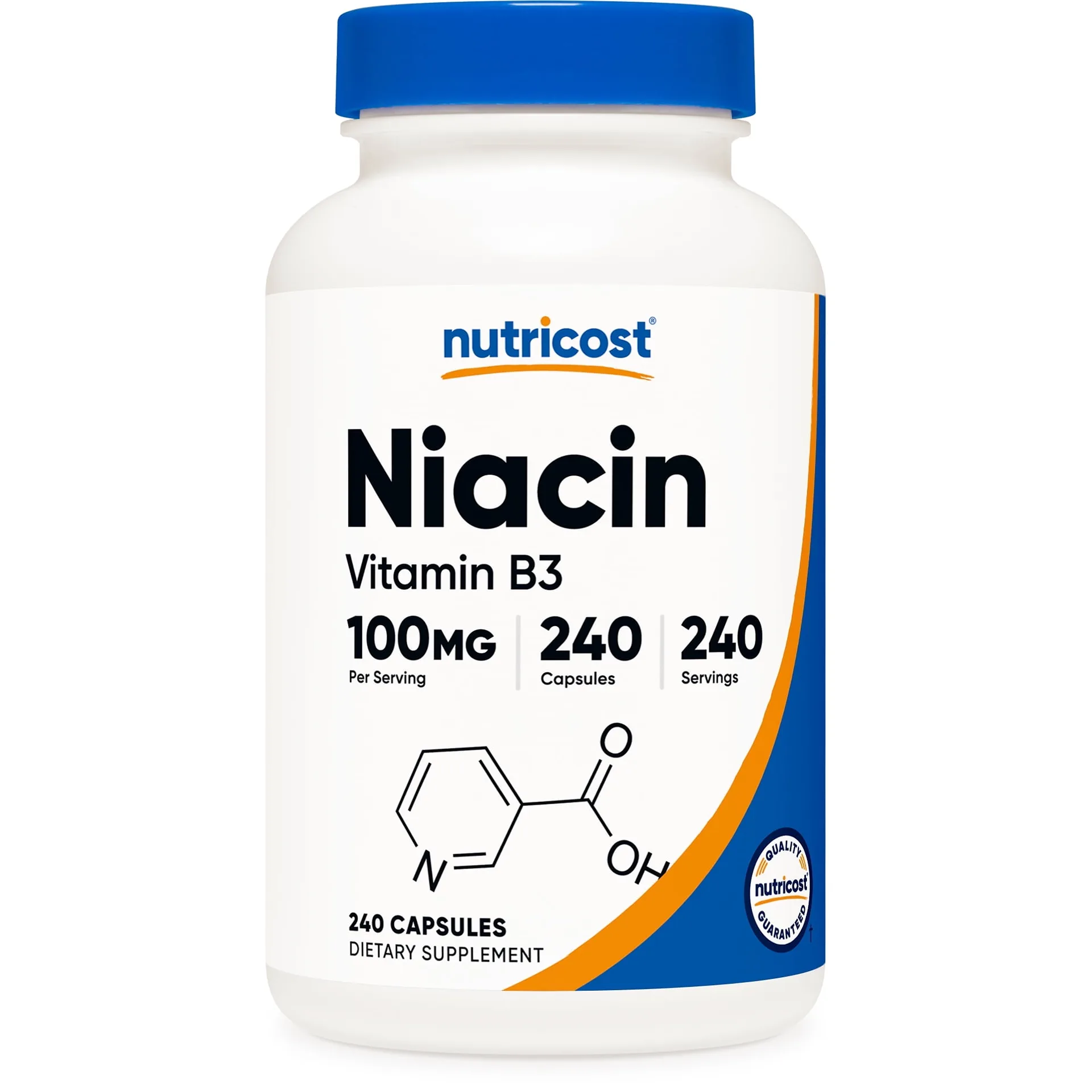 Nutricost Niacin (Vitamin B3) 100mg | 240 Capsules | with Flushing | Non-GMO | Gluten Free